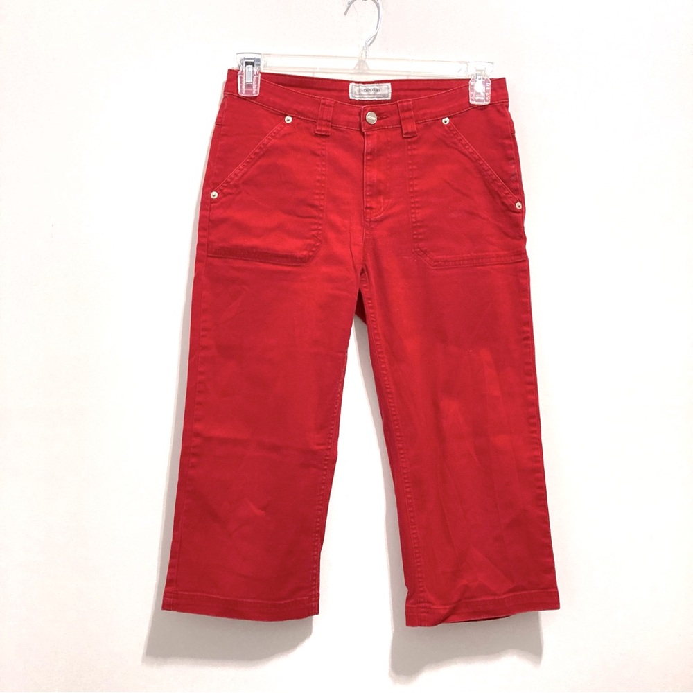 Passports Women’s Red Bermuda Jean Shorts Denim Jorts Straight Leg